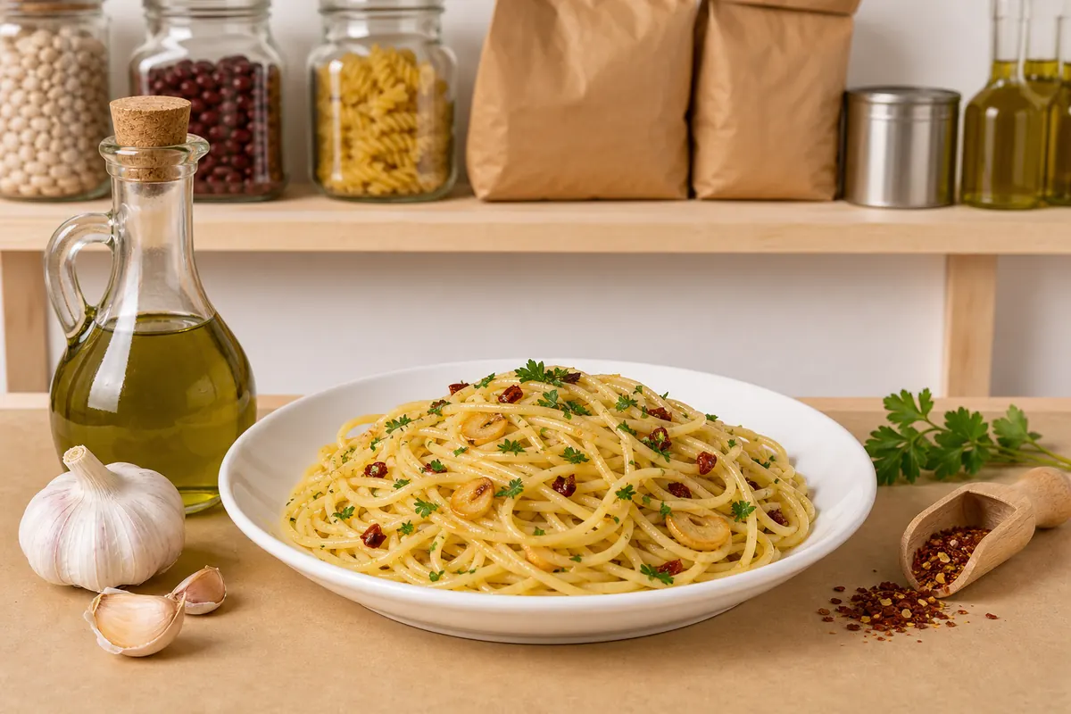 Hyv&auml; oliivi&ouml;ljy italialaisessa keitti&ouml;ss&auml; ja kolmen aineksen pasta